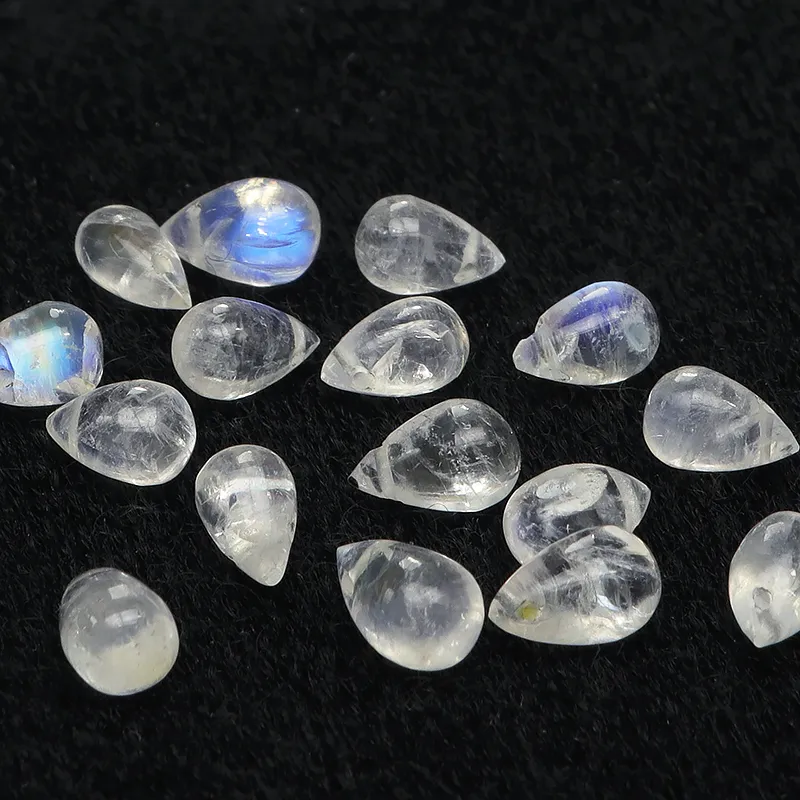 粒販売】インド産 レインボームーンストーン ドロップ 6～7mm【3粒販売