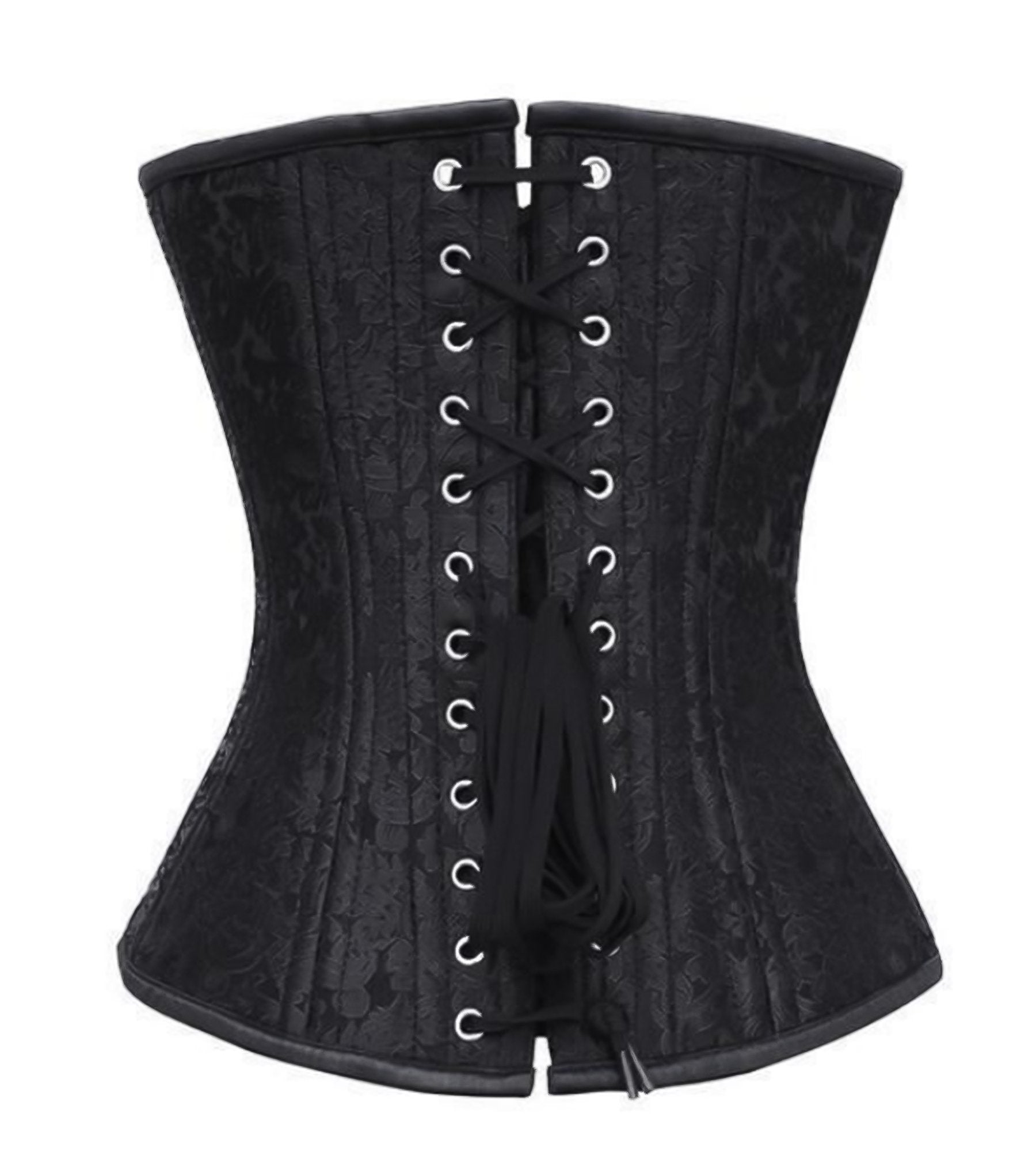 Black Brocade Spiral Steel Boned Plus Size Overbust Corset Top