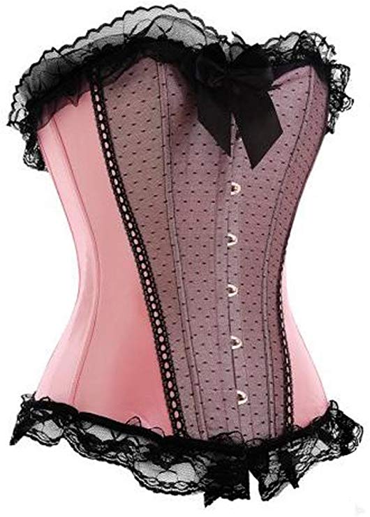 Gerogina Baby Pink Satin Overbust Corset Lace | Corsets Queen US-CA