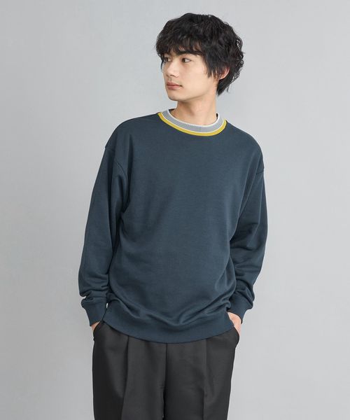 ニットリブカラー裏毛スウェット