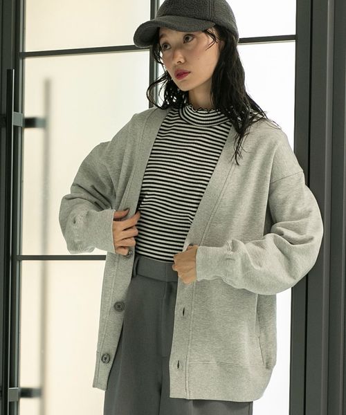 ソフト裏毛Vネックカーディガン