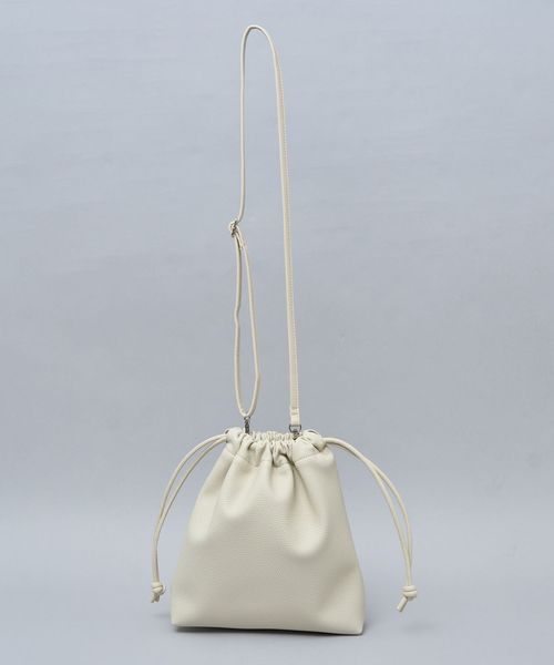 合皮巾着ショルダーバッグ