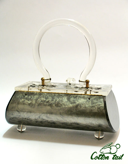 Vintage 1950s ルーサイトバッグ 乳白色マーブル USA Vintage 1950s