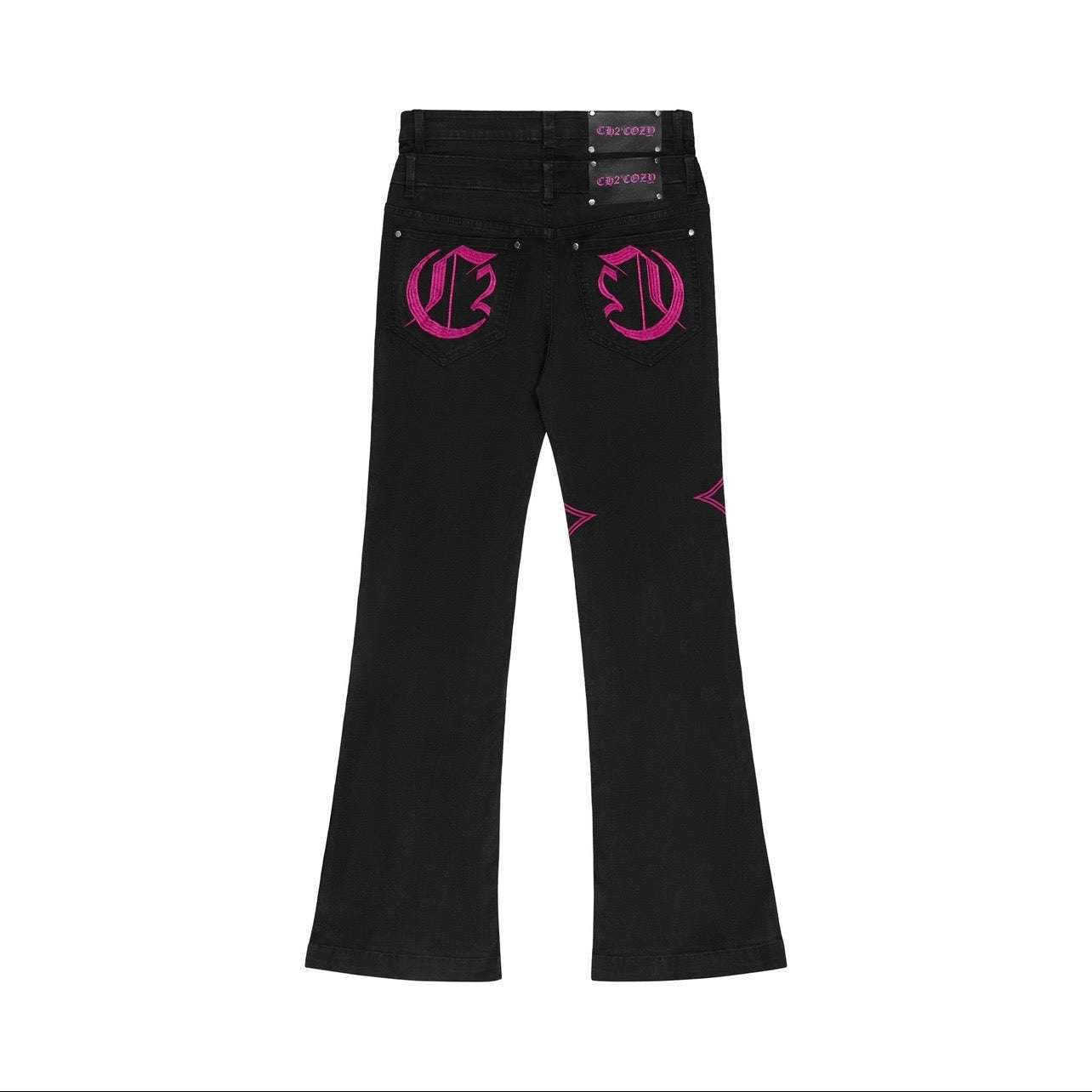 DOUBLE C CROSS BLACK FLARE JEANS (COZY X CH2) – COZY WORLDWIDE