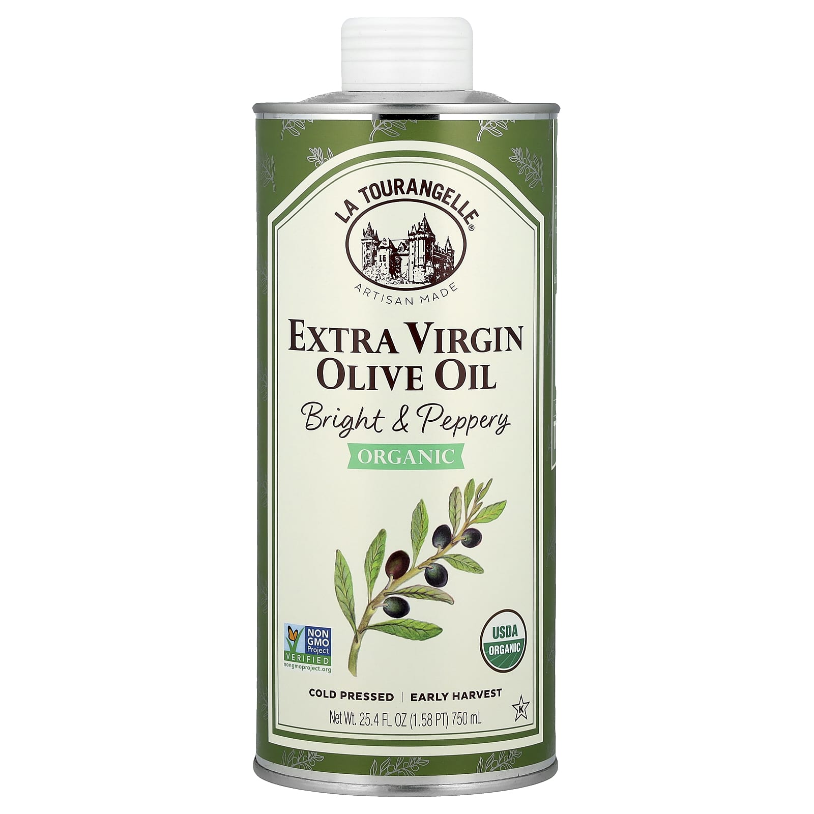 Organic Extra Virgin Olive Oil, Bright & Peppery, 25.4 fl oz (750 ml)