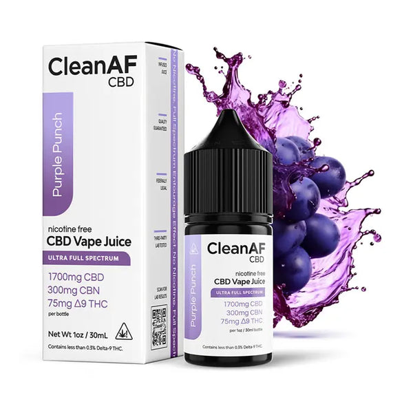 Purple Punch THC Vape Juice - Delta-9 THC + CBD + CBN – CleanAF CBD