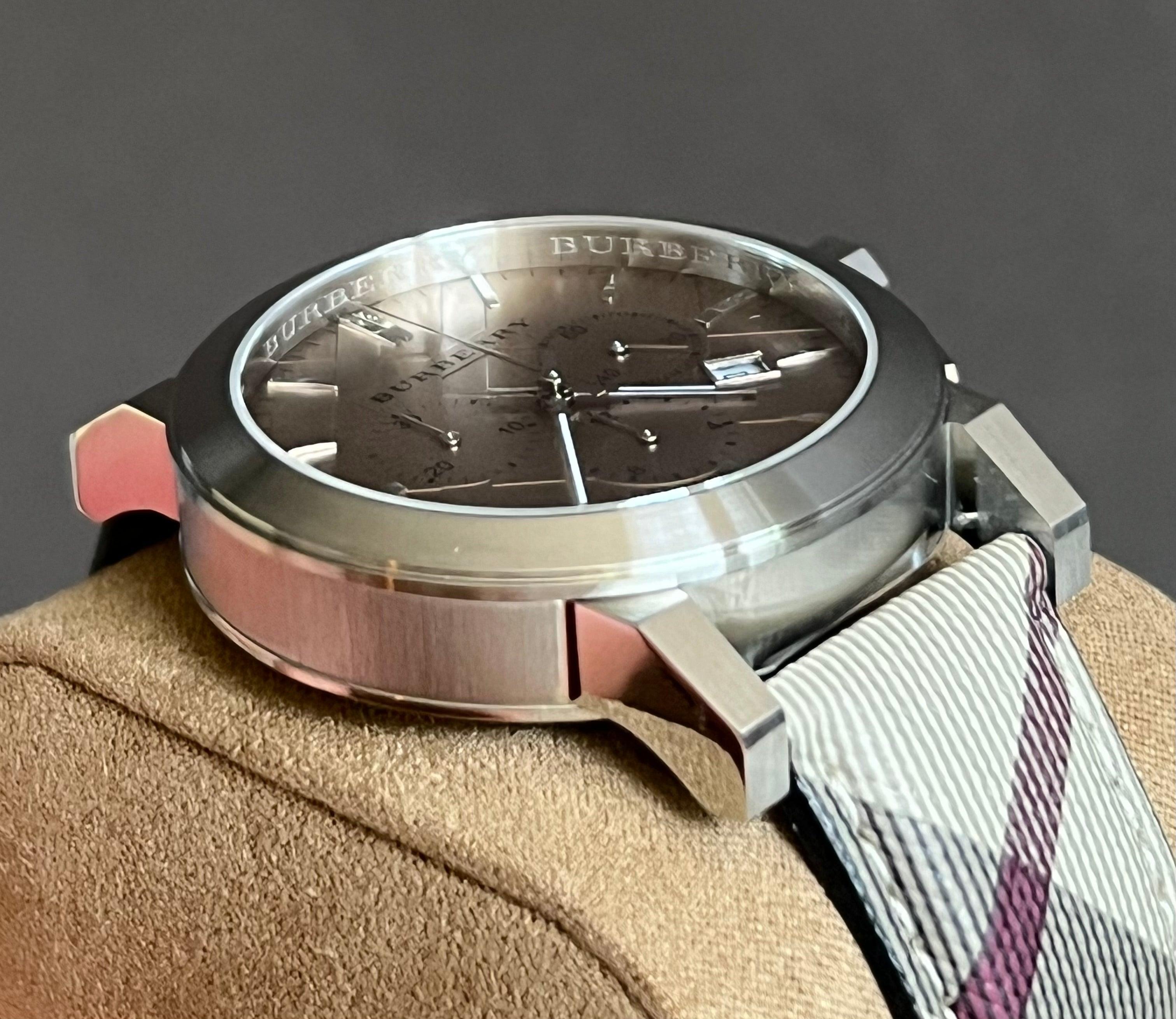 Burberry Men's Swiss Chronograph Brown Impressed Check Fabric