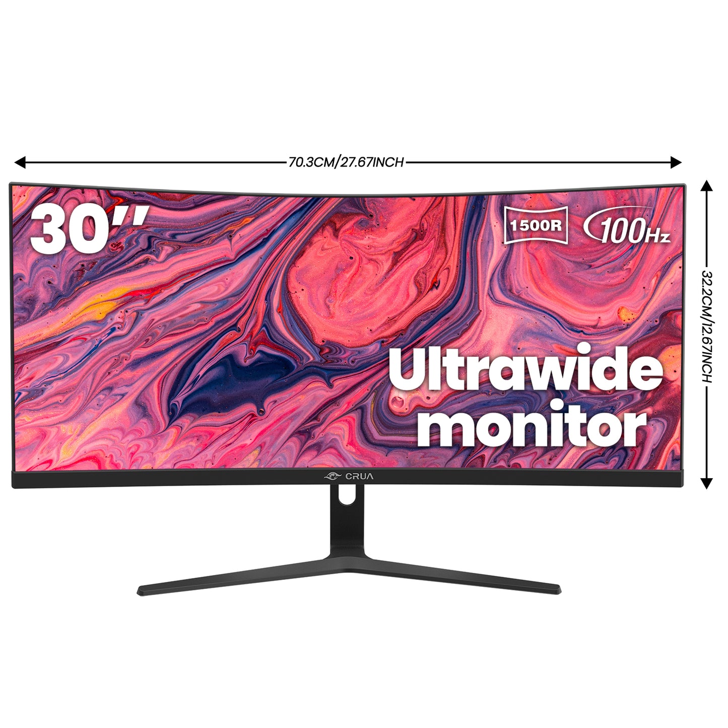 CRUA 30Inch Ultrawide Curved Monitor, 21:9 WFHD(2560x1080P) VA