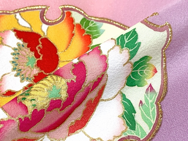 七五三 7歳 女の子用 日本製 正絹 加賀友禅調 ぼかし染め 刺繍入り 絵