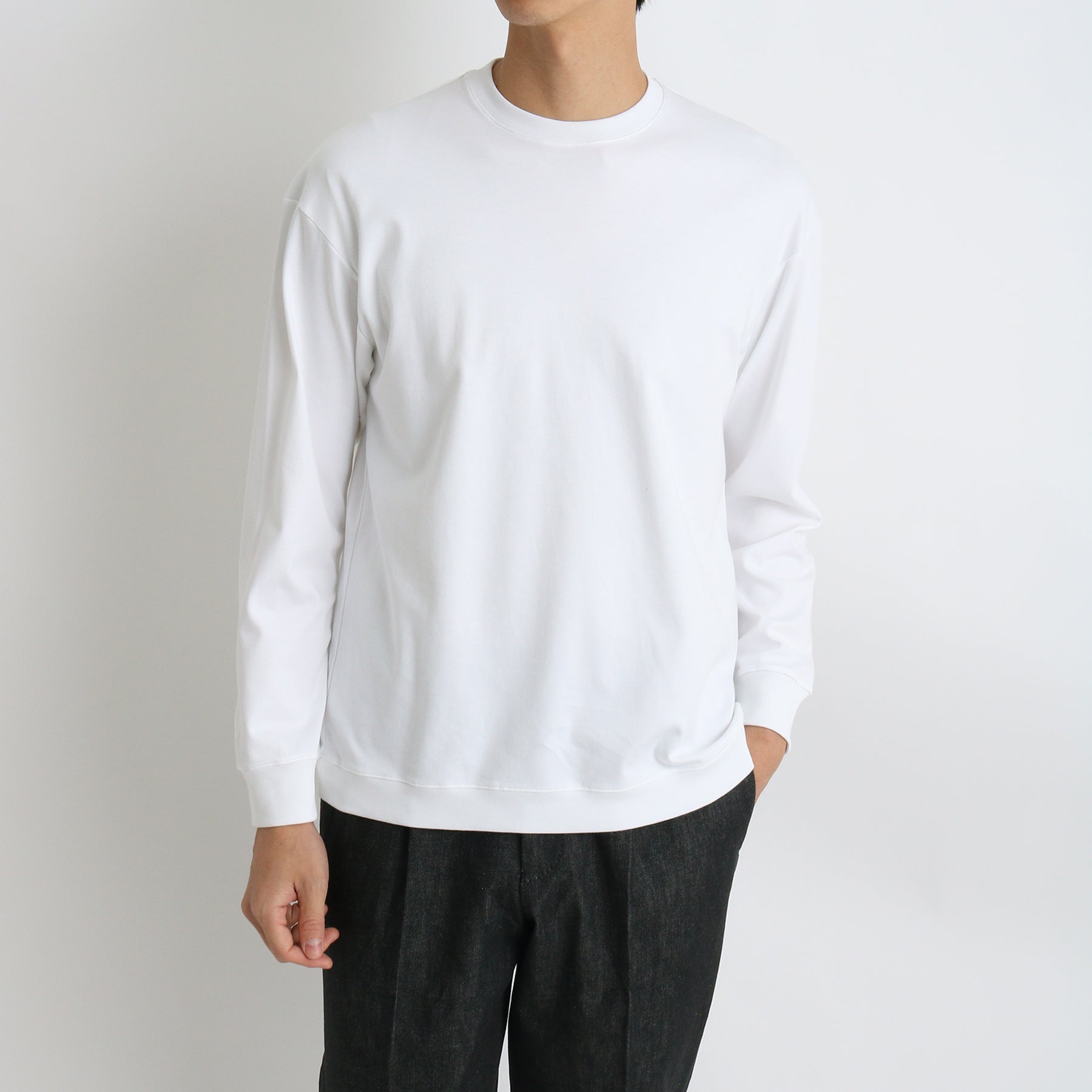 スビンプラチナムスムース ミドルスウェットシャツ ホワイト