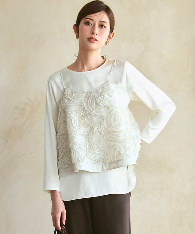 好評につき追加生産/洗える】リボンエンブロイダリー キャミソール