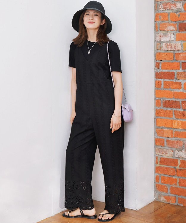 洗える】コットンエンブロイダリー オールインワン / 23区