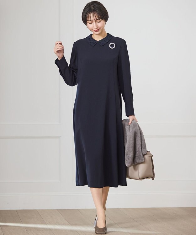 セットアップ対応/洗える】トリアセダブルジョーゼット 襟付き