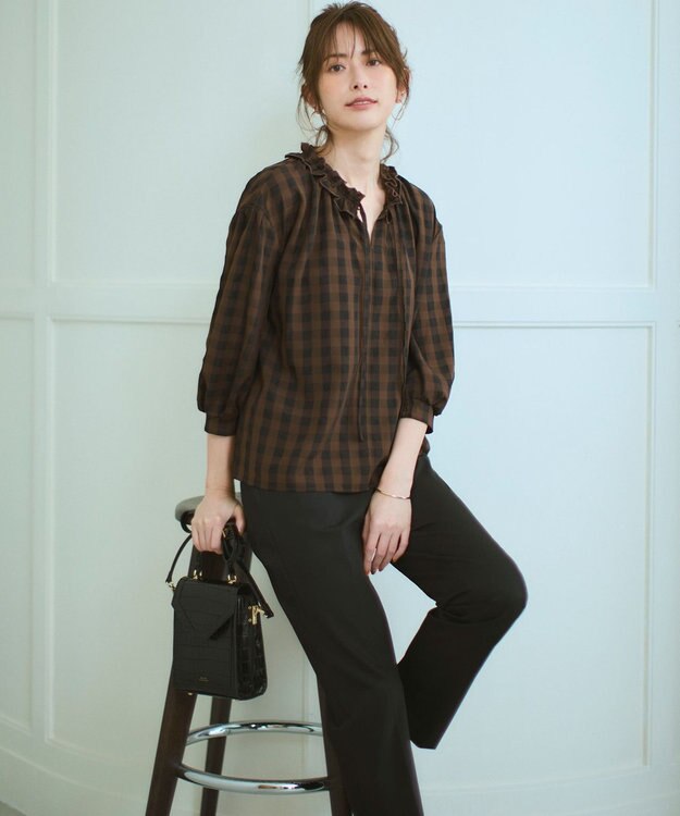 WEB&一部店舗限定】ブロックチェック フリル ブラウス / 23区