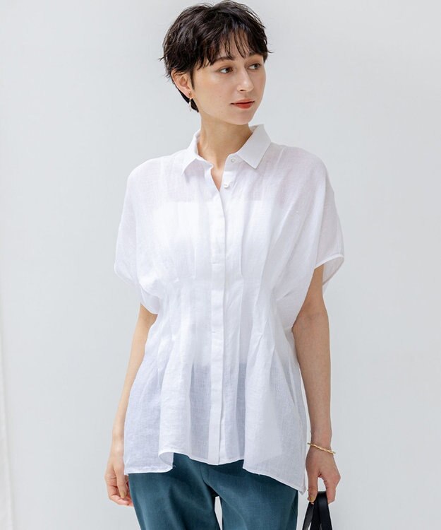 洗える】LIBECOリネン タック デザイン シャツ / 23区 | ファッション