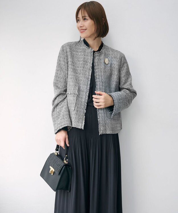 セットアップ対応・洗える】ライトミックスツイード ジャケット / 自由