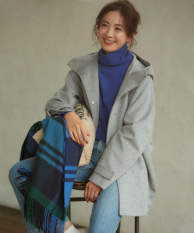 ウールカシミヤビーバー フード付き ショートコート / 23区