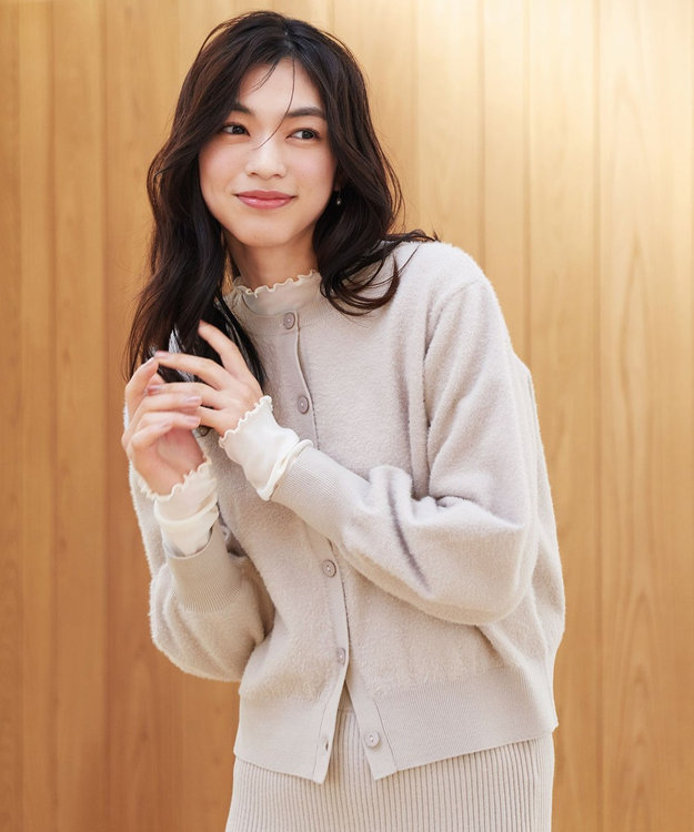 フェザーカーディガン×ニットスカートセットアップ / ANY