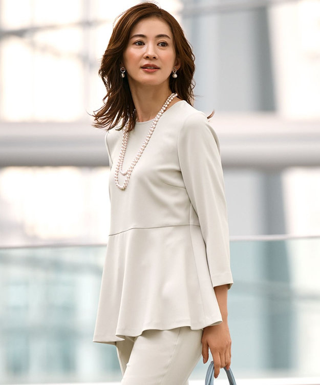 洗える】トリアセダブルジョーゼット ペプラム ブラウス / 23区 S