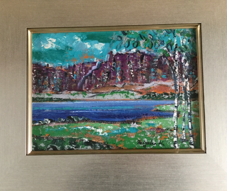 原画】溝田コトエ「シシリー」1972年 サイン 額装 風景画 ギャラリー