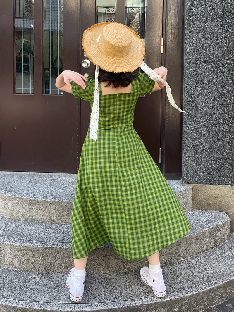グリーンチェックロングワンピース DPA43181 – CRAMMY