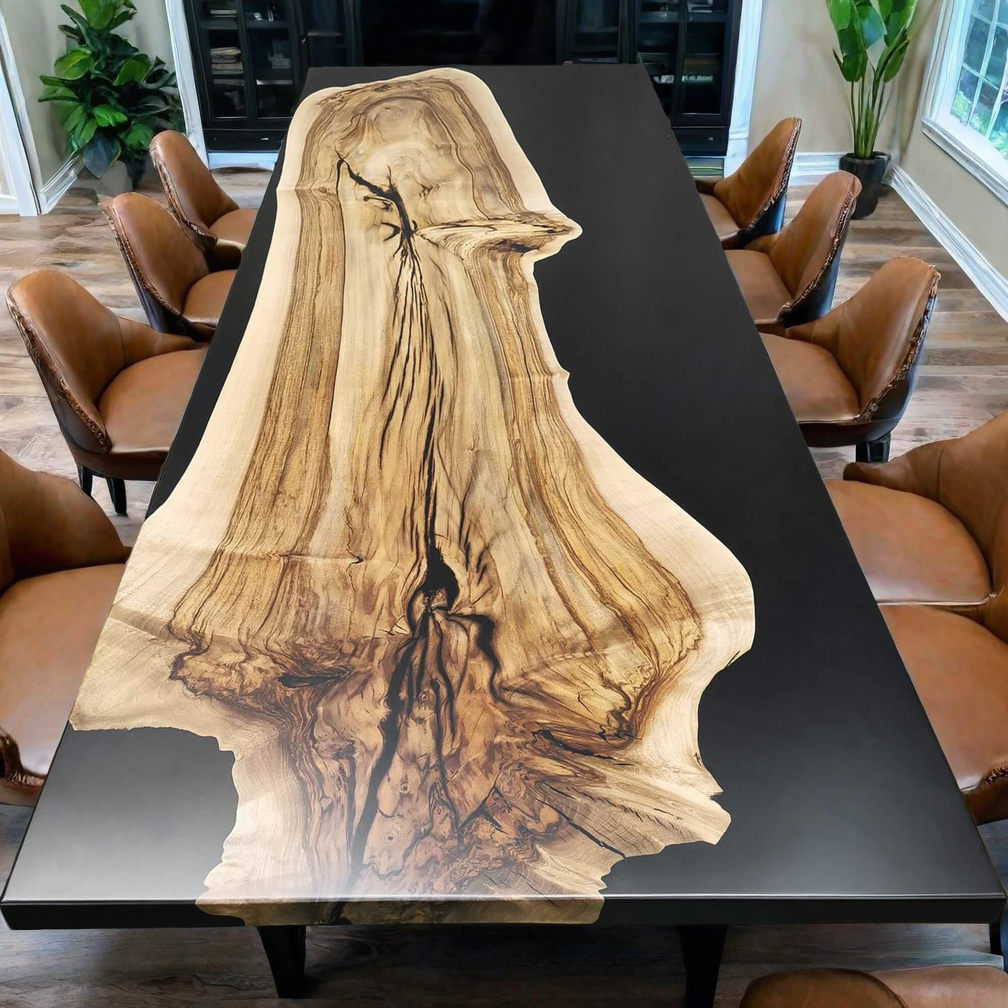 Custom Walnut Epoxy Resin River Table Black Resin XZT-84