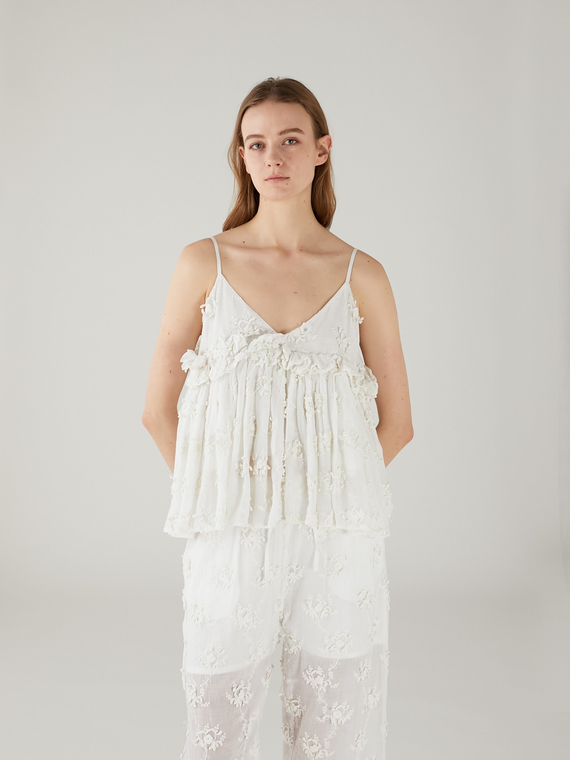 3D embroidery camisole | BLACK