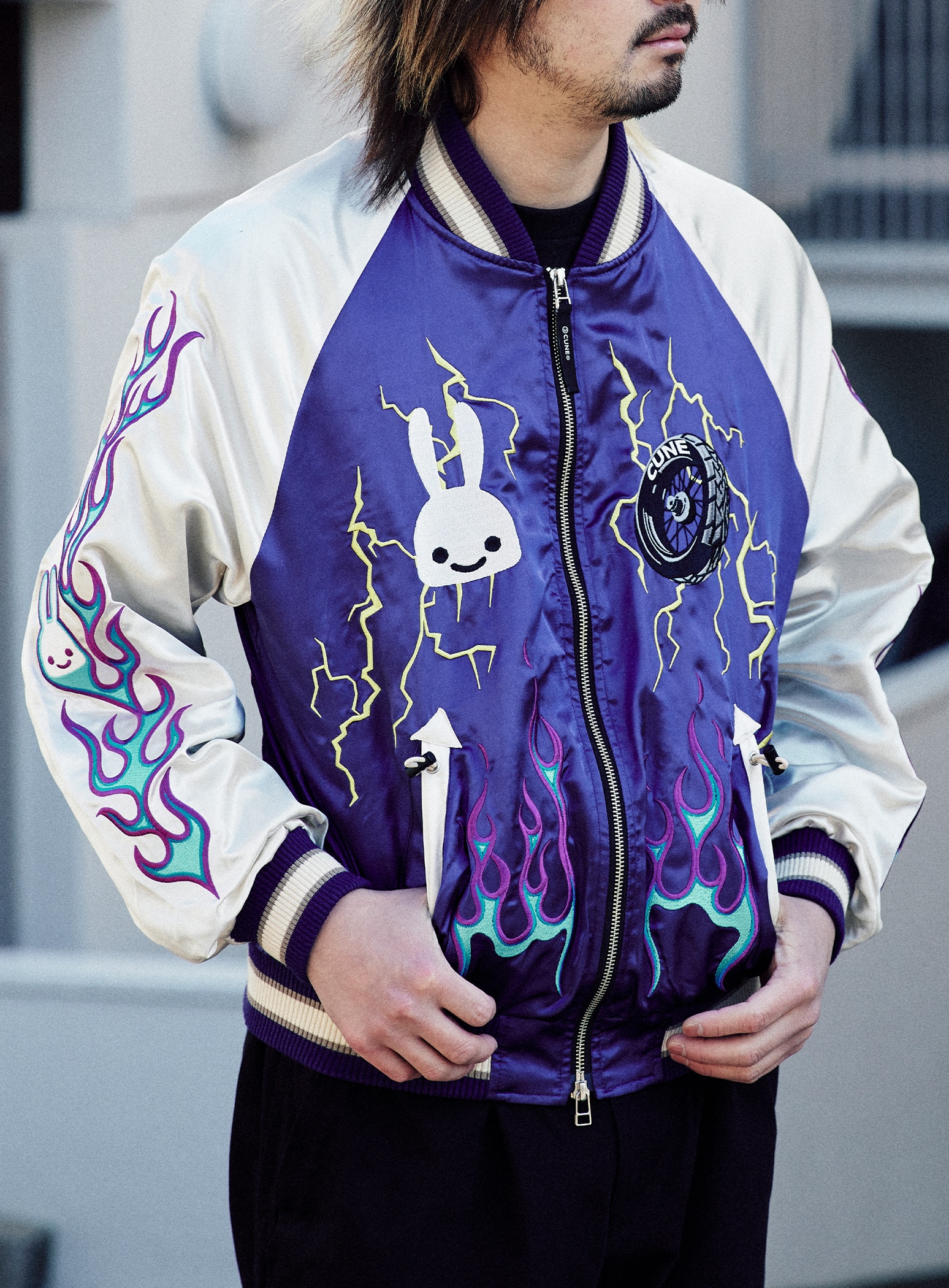 鳥とバイクのスカジャン｜ウサギがいる｜CUNE ONLINE STORE