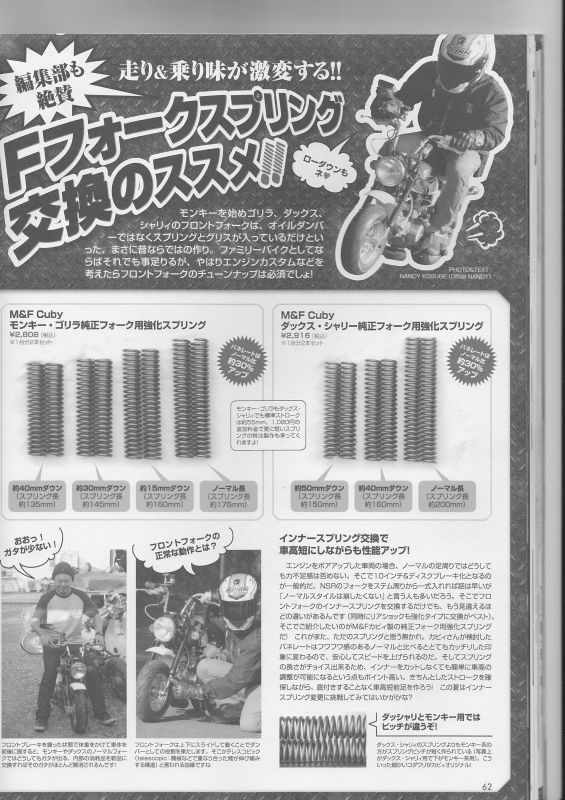 ダックス/シャリー純正フォーク用 強化スプリング[1台分]※ノーマル比約