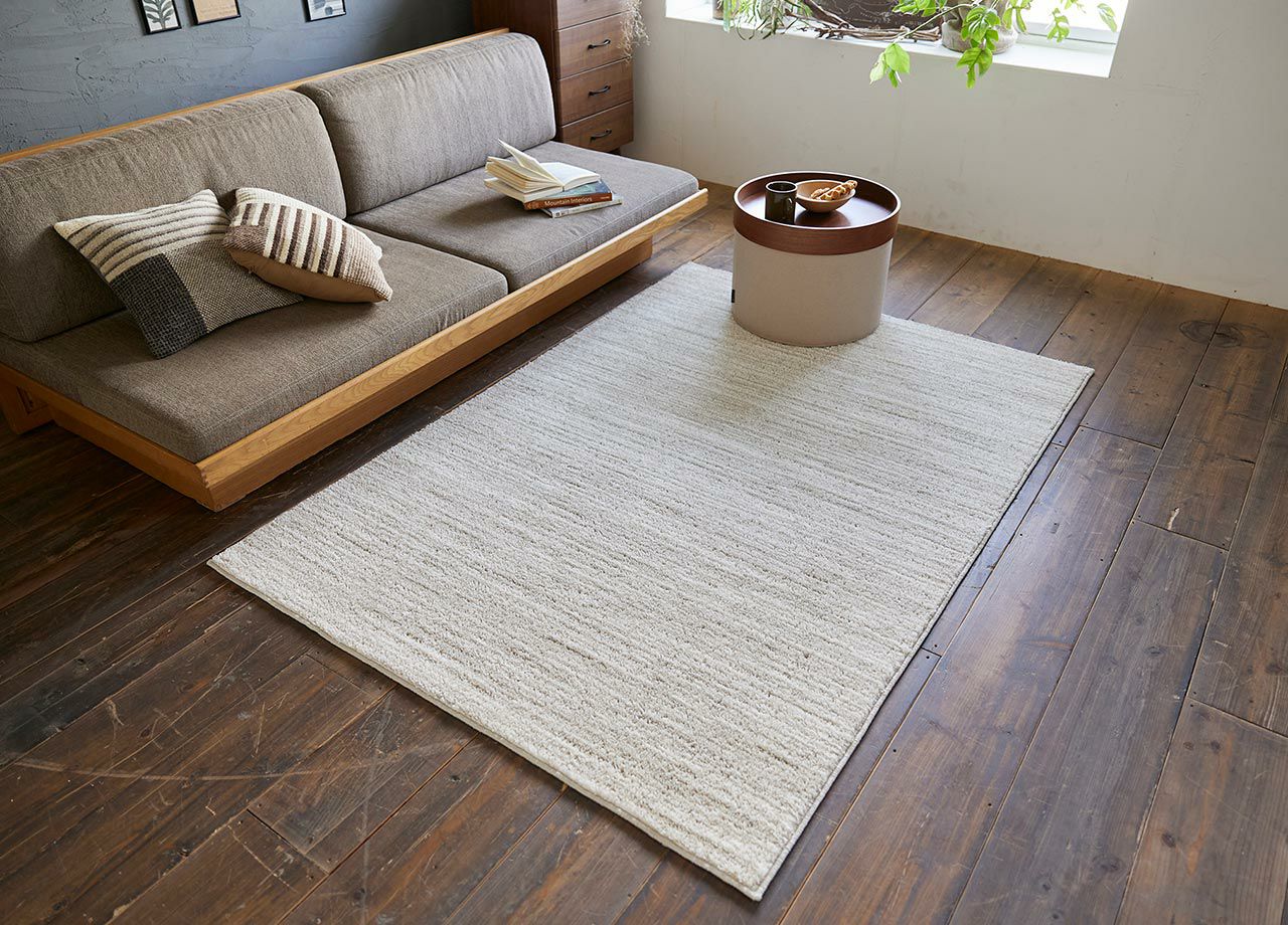 洗えるラグ エクリュ 防ダニ すべり止め 床暖房対応 130×190cm