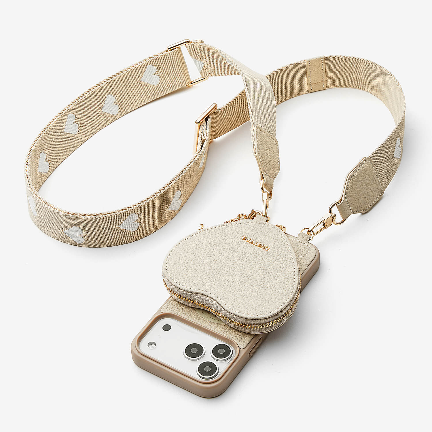 ハートデザインキット - ウェビングクロスボディストラップとポーチ