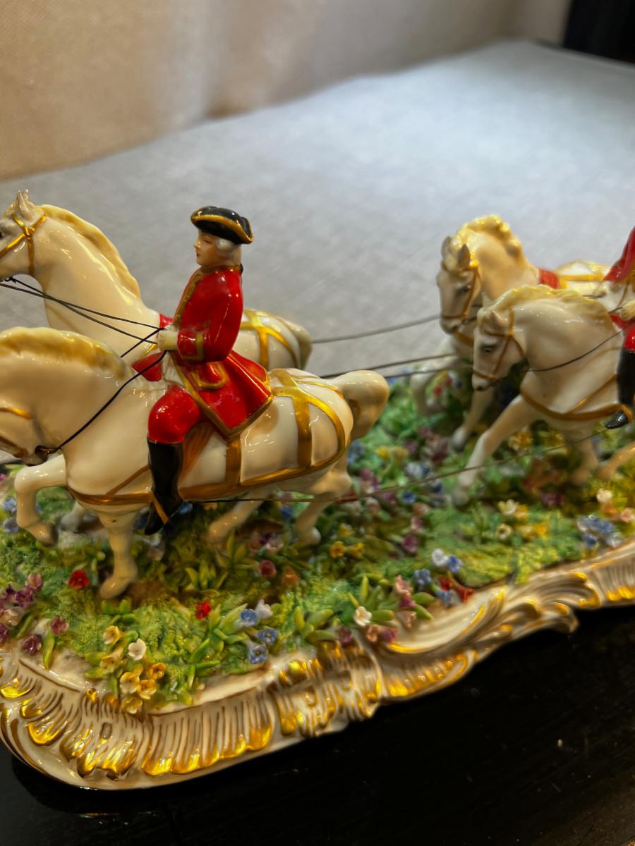 LUIGI FABRIS PORCELAIN HORSE AND CARRIAGE | EstateSales.org