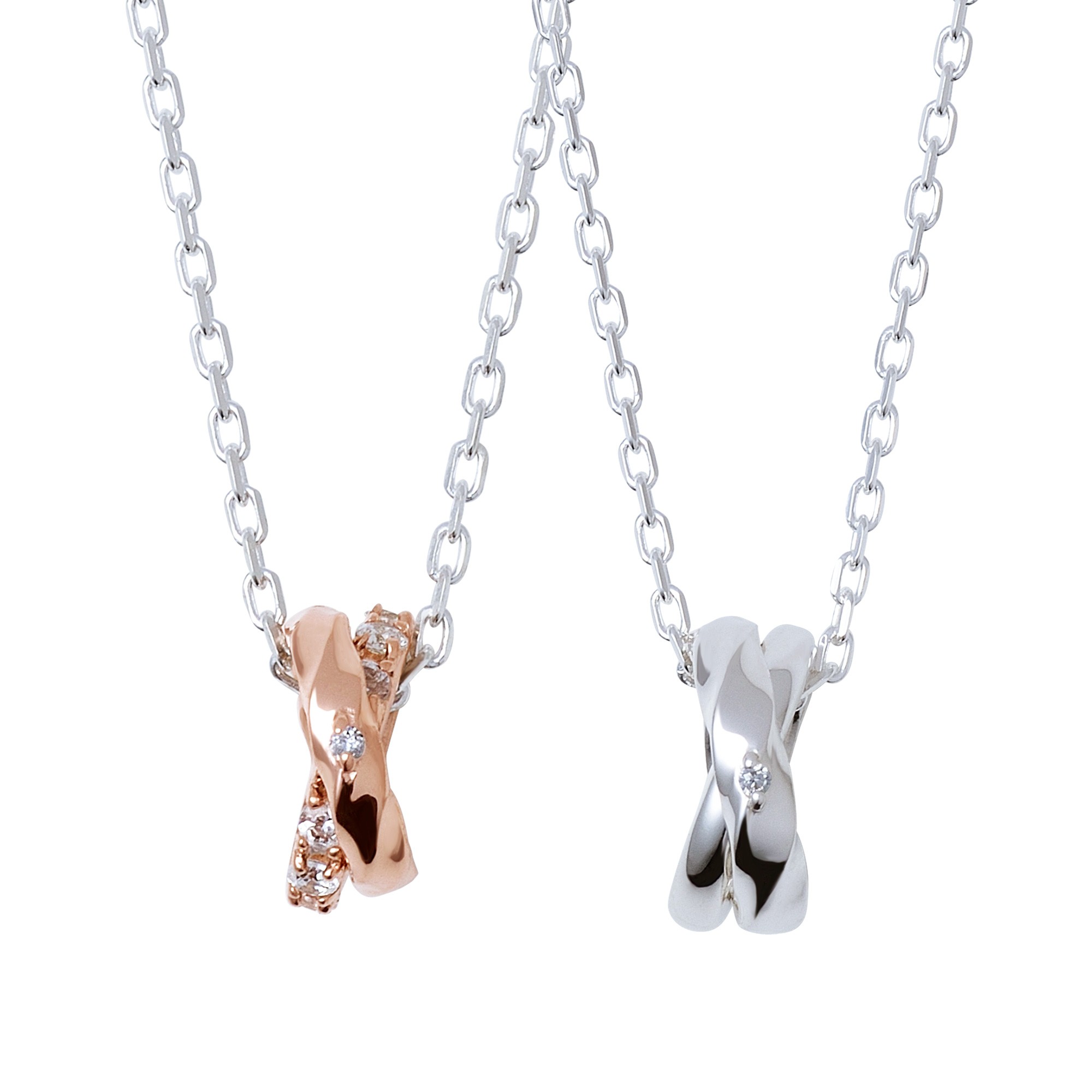 シルバー ペア ネックレス SPD7032DM-7035DM｜THE KISS（ザ・キッス