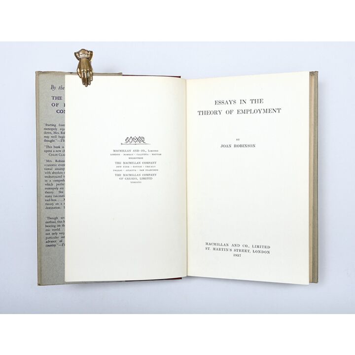 Essays in the Theory of Employment.,ROBINSON, Joan.,1937