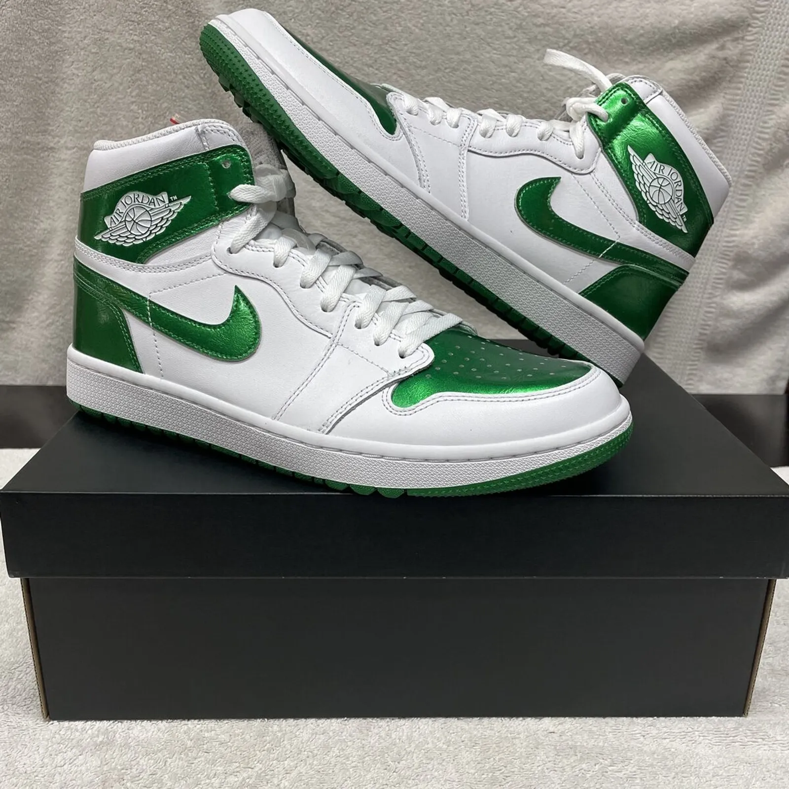 Nike Air Jordan 1 High G Golf Shoe White/Pine Green Men's Size 12