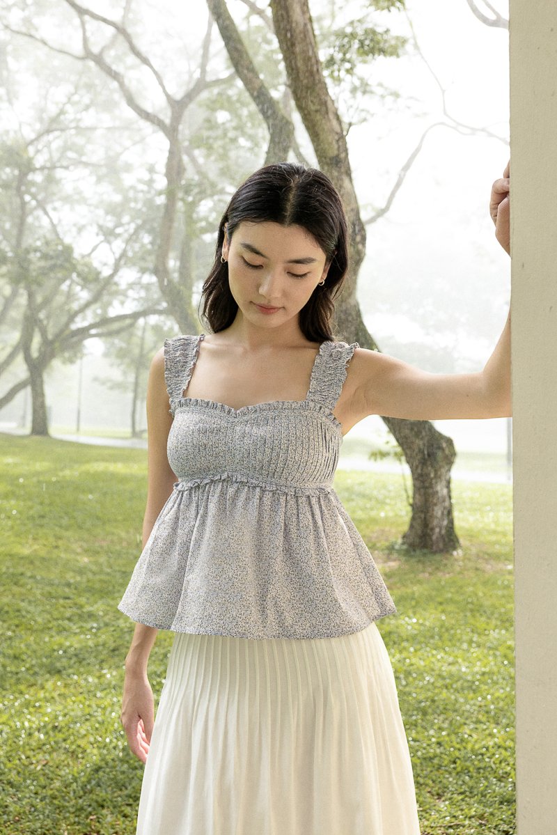 TALISSA PADDED PLEATED BABYDOLL TOP (FLORAL) | Lovet