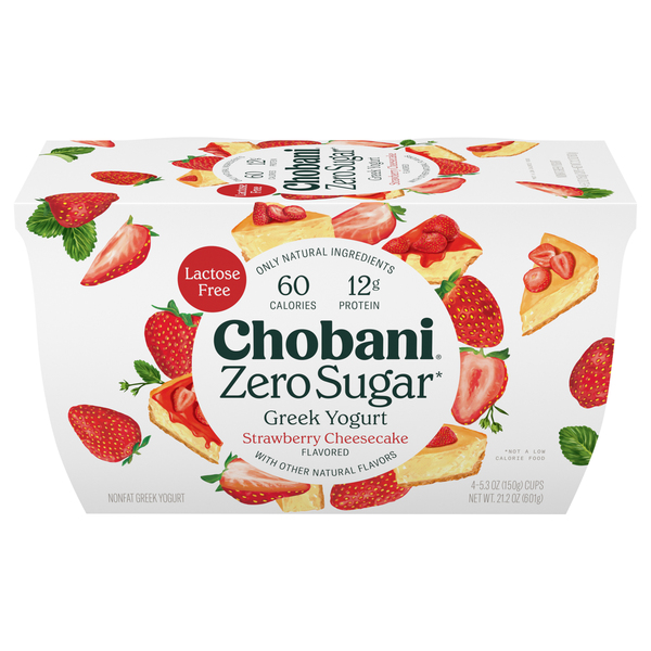 Chobani Strawberry Cheesecake Zero Sugar Yogurt 4 Pack | Products