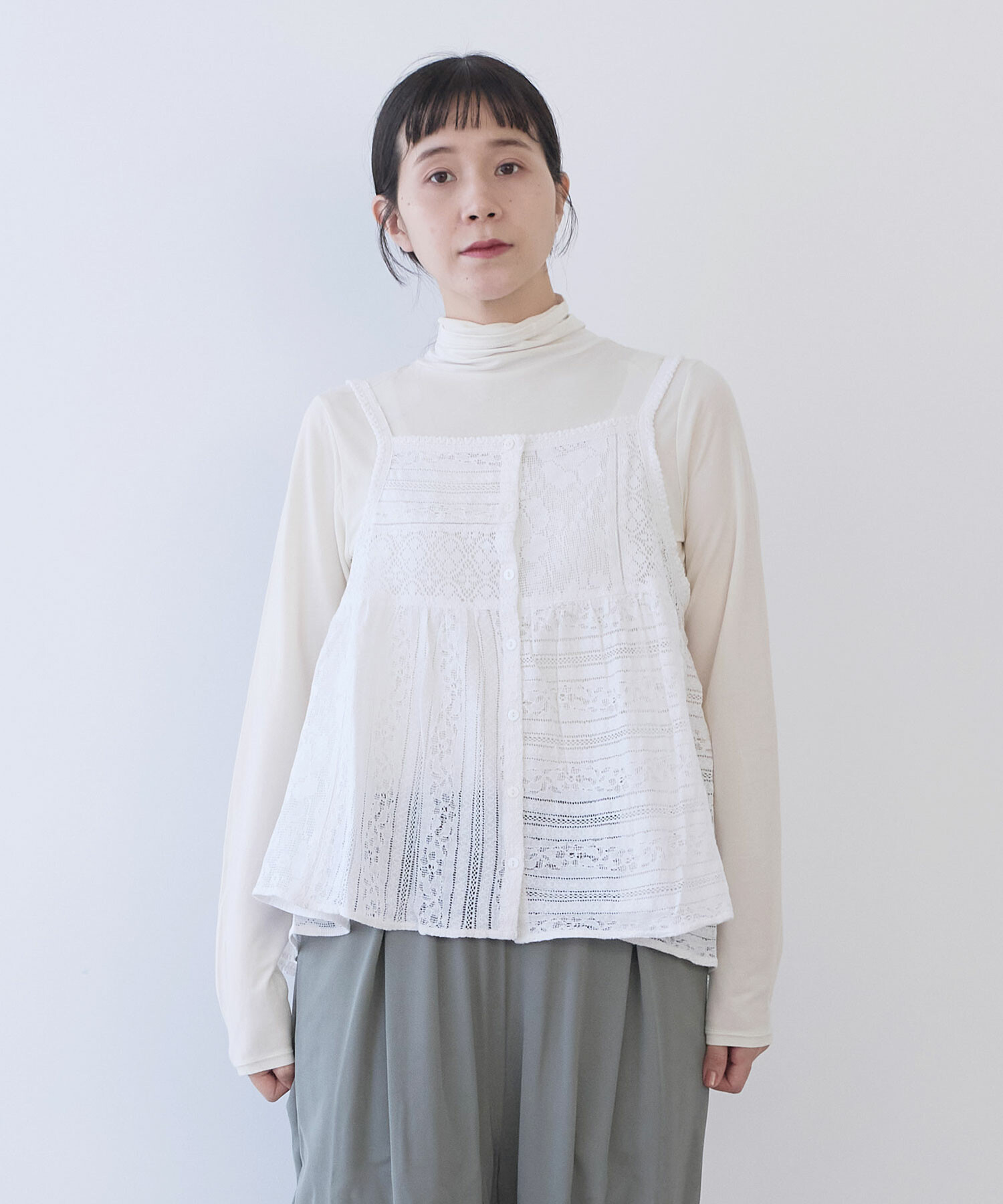 AMBIDEX Store ○indiaパッチワークレース キャミビスチェ(F シロ): yuni