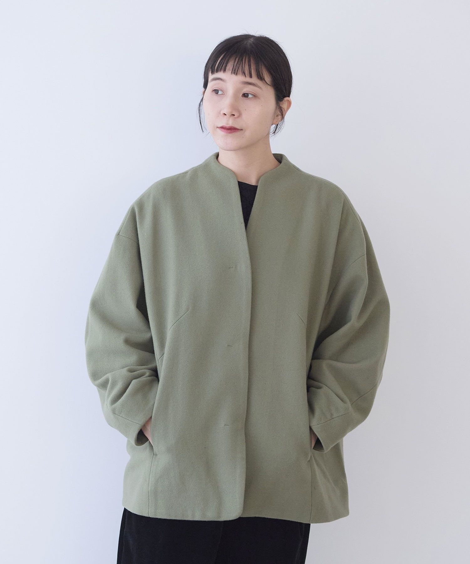 AMBIDEX Store ○ウールsuper100 middle length cocoonコート(F グレー