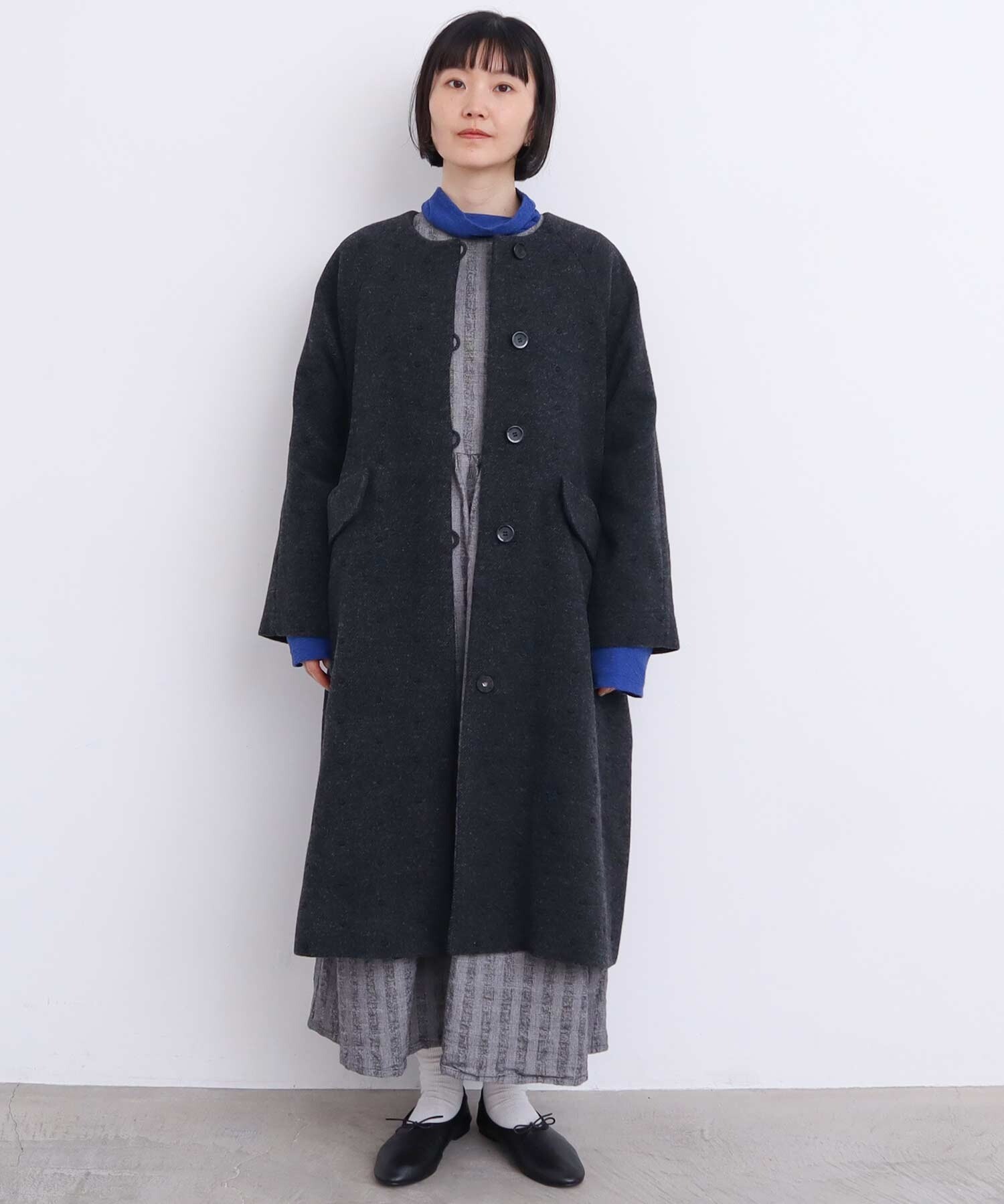 AMBIDEX Store ○ドット刺繍 ノーカラーコート(F ピンク): l'atelier