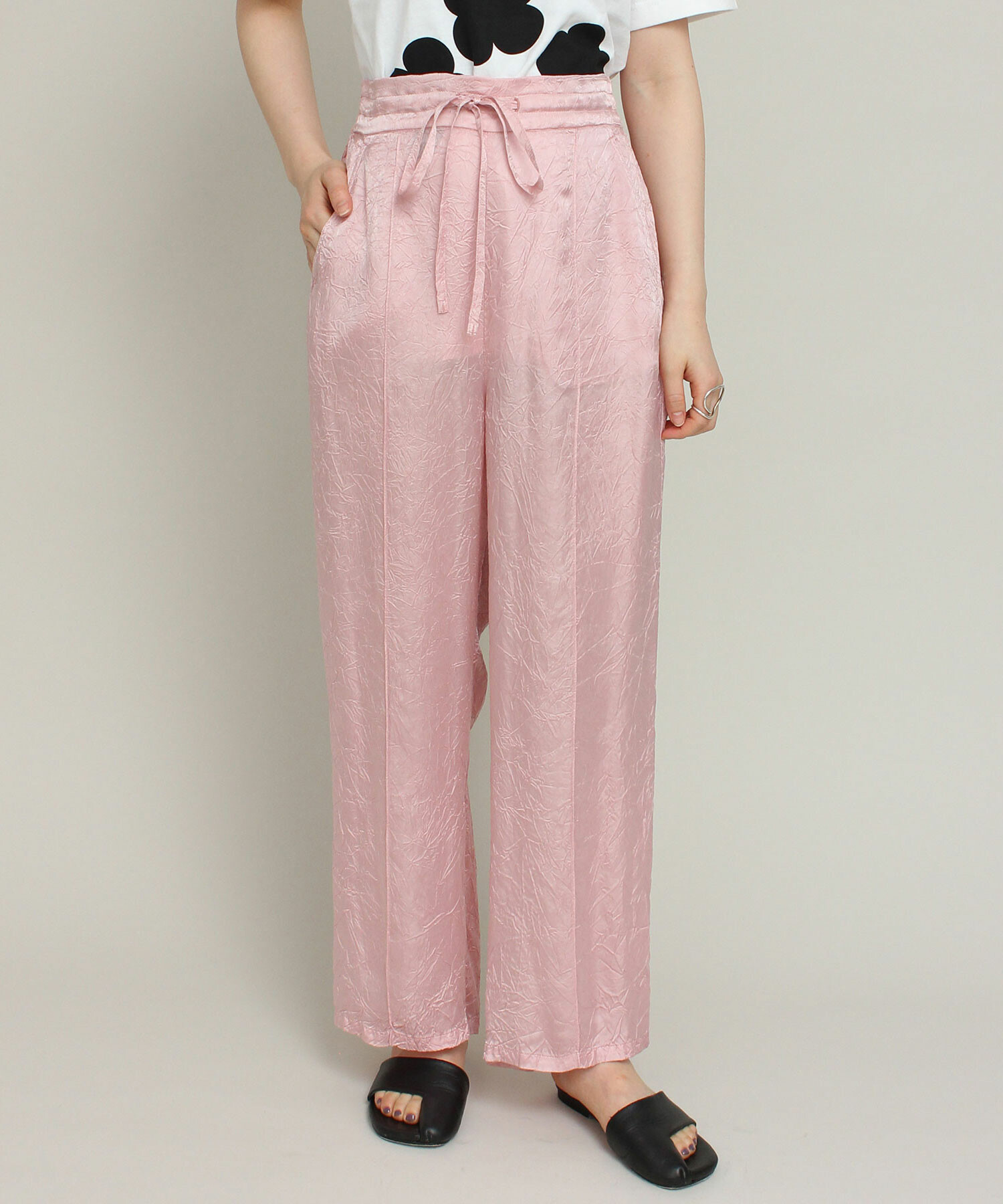 AMBIDEX Store キュプラシワサテン ワイドパンツ(F ピンク): iki