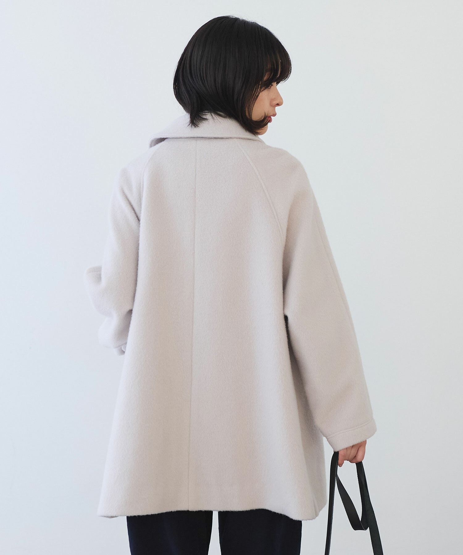 AMBIDEX Store 〇 モヘア / カシミア シャギー Aラインコート(F クロ