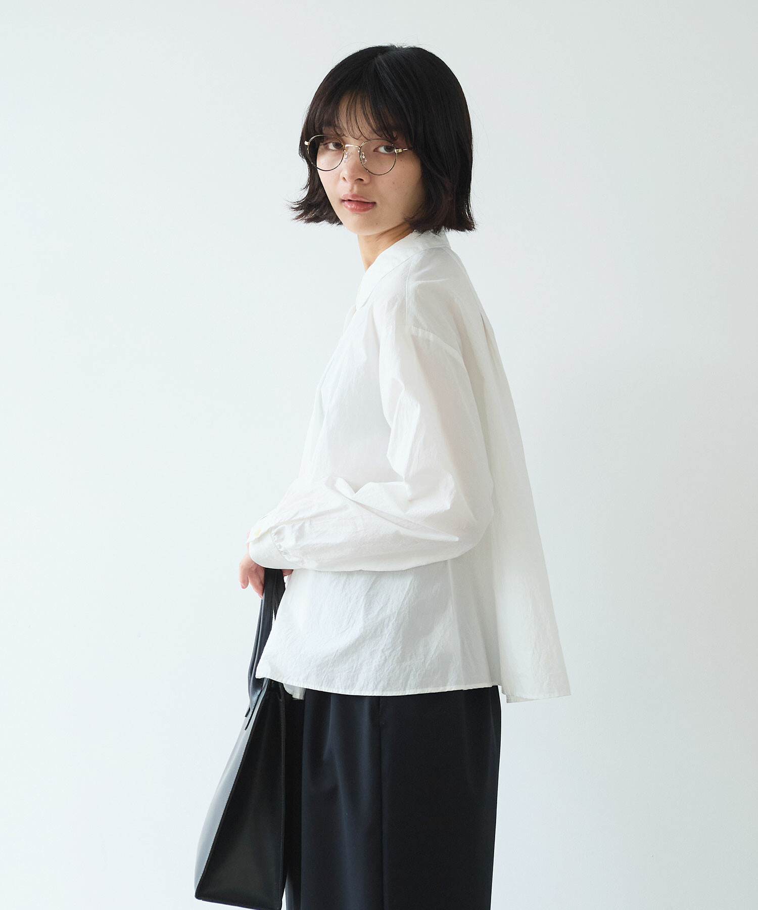 AMBIDEX Store 〇 basic cotton タックブラウス(F シロ): bulle de savon