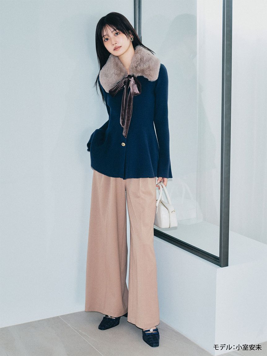 L.B CANDY STOCK]ビジューリボンストラップミュール(パンプス