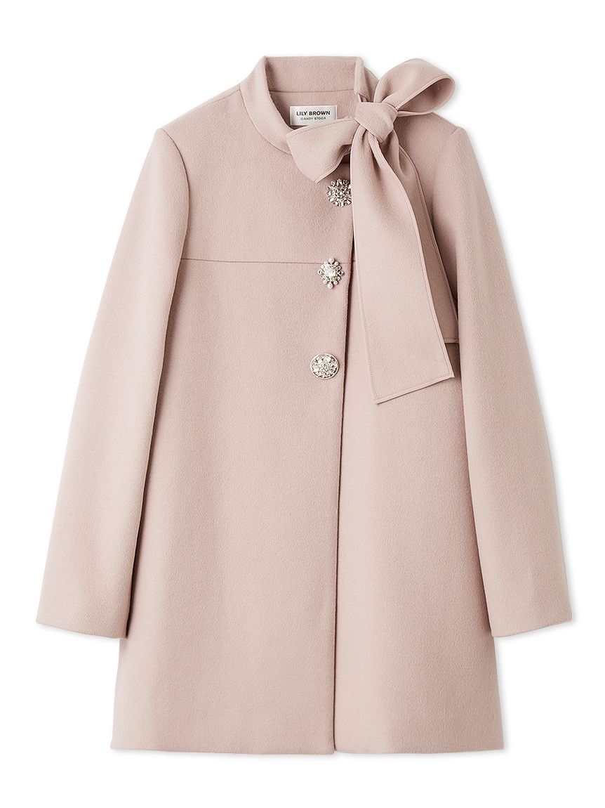 WEB限定カラー】[L.B CANDY STOCK]Aラインビジューリボンコート(コート