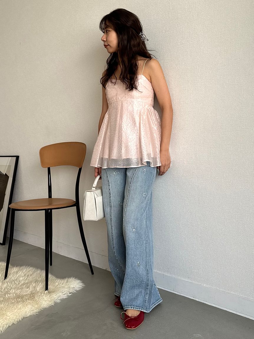 WEB限定カラー】3wayシアージャガードペプラムブラウス(ビスチェ