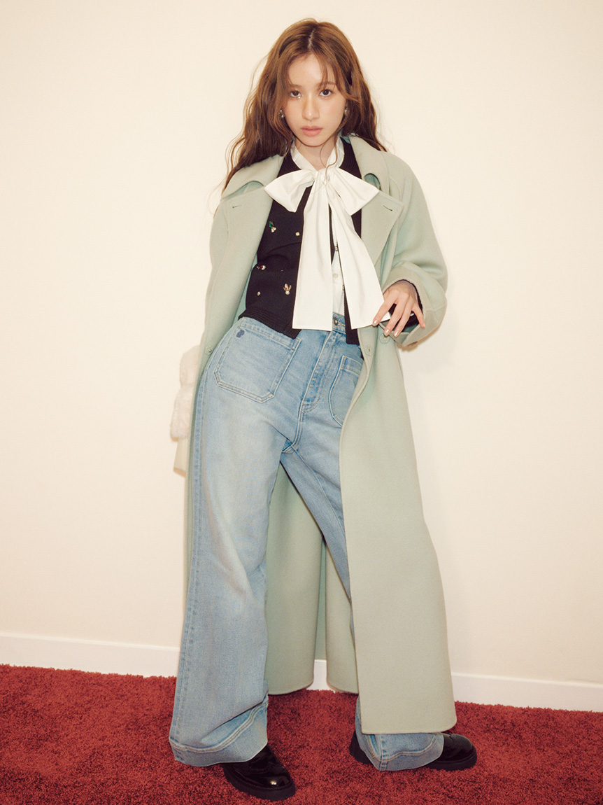 WEB限定】[L.B CANDY STOCK]マルチビジューノーカラーニットジャケット