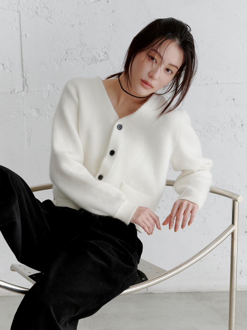 ウォッシャブルコンパクトシャギーVカーデ(カーディガン)｜トップス