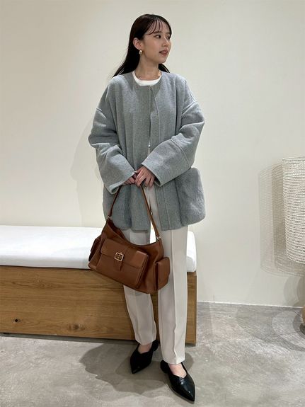 WEB限定カラー】2wayファーポケットリバーコート(ハーフコート