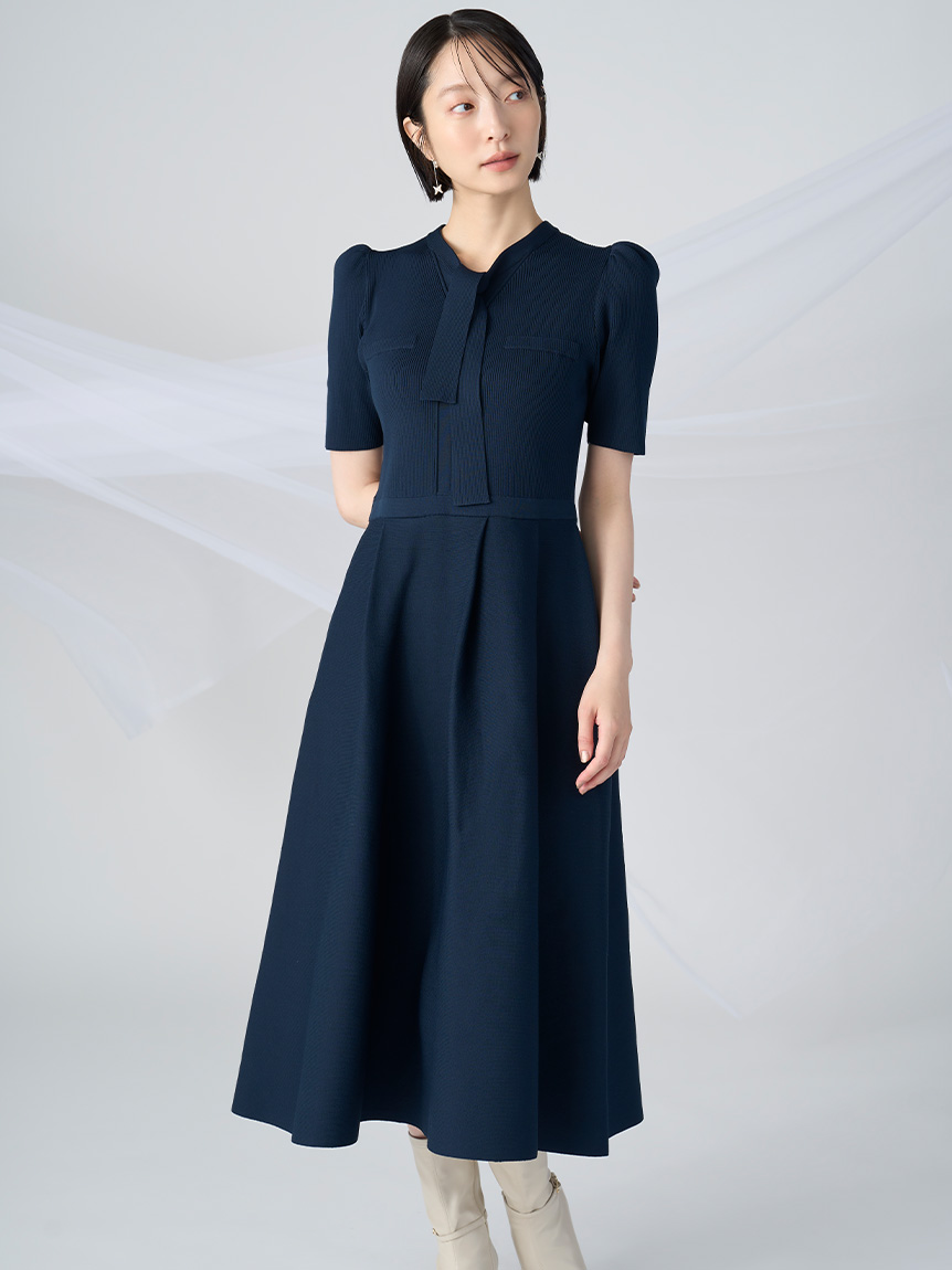 ボウタイニットワンピース(デイリーワンピース)｜DRESS（ドレス